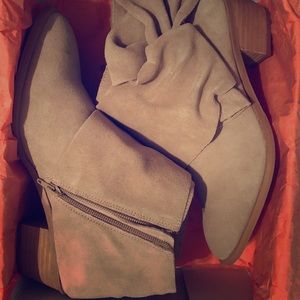 New Tan Suede Sole Society Booties